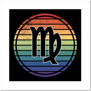 Vintage Distressed Rainbow Gay Pride Zodiac Virgo Posters and Art